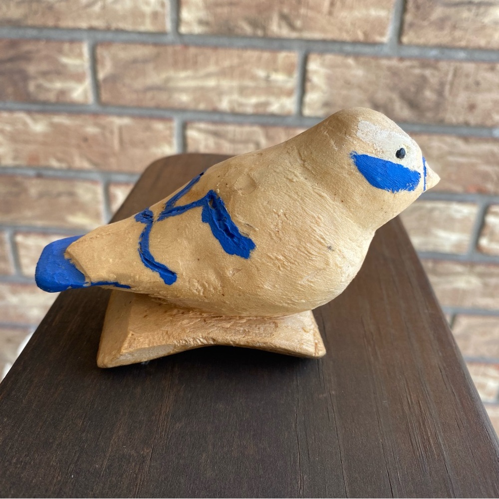 Vintage Hand Carved and Painted Wooden Bird